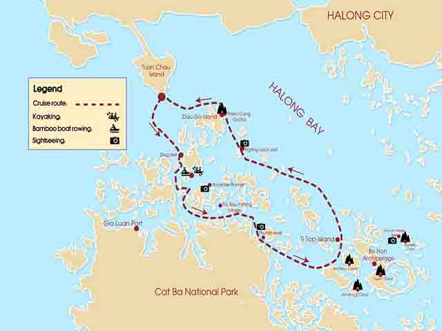 halong bay day cruise map - Halong Bay Highlights & Travel Guide